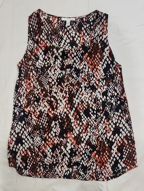 Hugo Boss Vilea Multicolor Snake Print Sleeveless Top 100% Silk Womens Size 8
